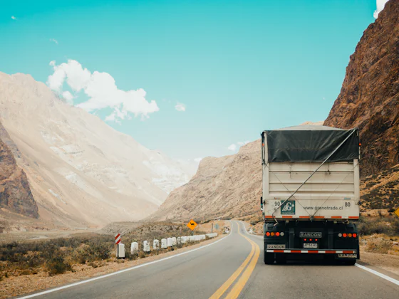 Supply truck driving on a highway